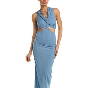 Jonathan Simkhai Standard Blue Sexy Ribbed Bodycon Maxi Dress Medium